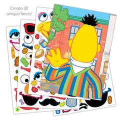 Sesame Street stickers on repositionable sheets for endless face combos and easy re sticking