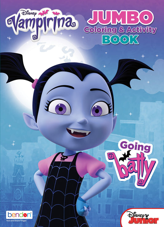 Bendon Vampirina jumbo coloring book cover featuring characters for creative play.