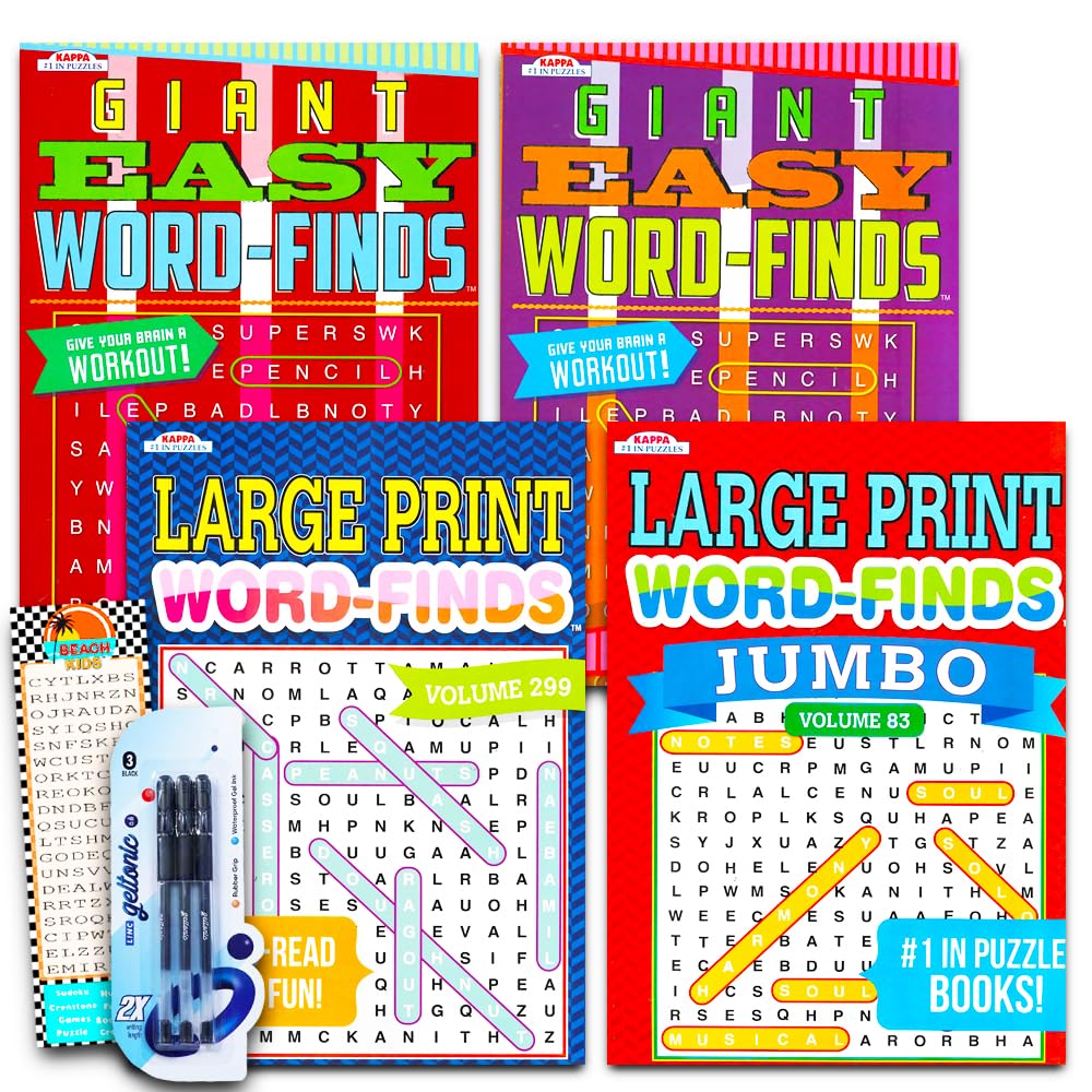 Bendon word-find puzzle books set4 largeprint bundle offers four easy-to-read collections for seniors.