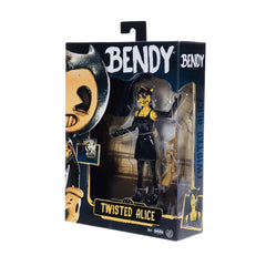 Bendy Twisted Alice packaging backdrop and stand support stable display.