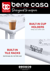 Bene Casa drinks holder secures beverages away from the game area to prevent spills.