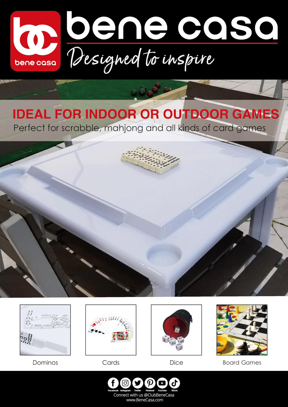 Bene Casa portable and lightweight table ideal for camping trips and gatherings.