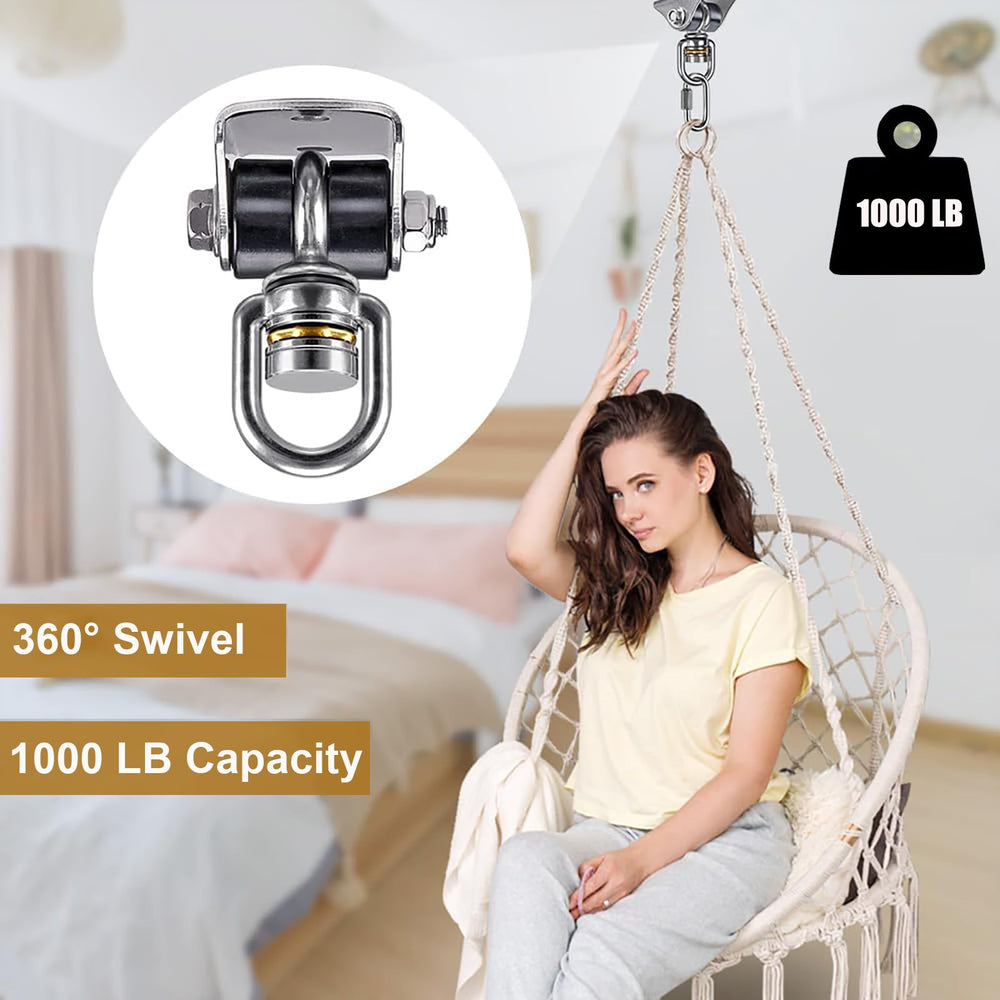 BeneLabel 360-degree rotation swivel prevents rope tangling for flexible swinging.