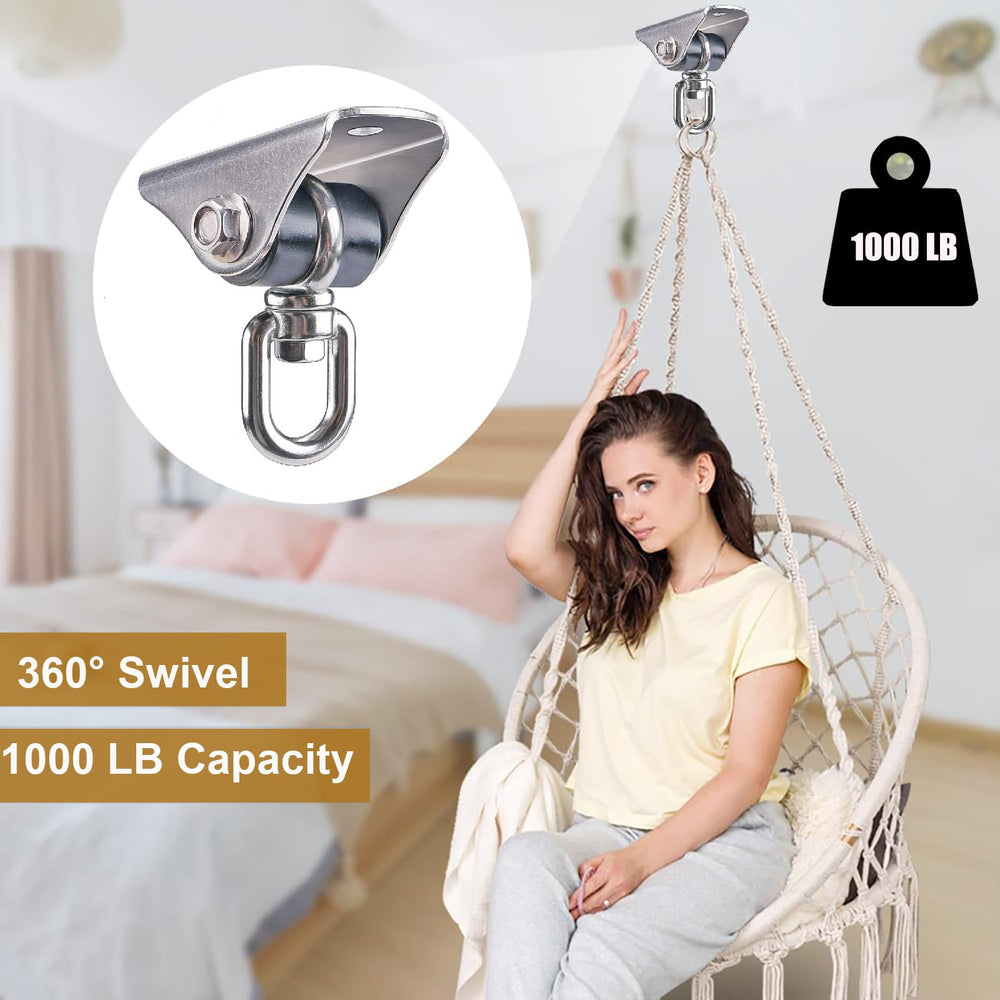 BeneLabel hammock chair mount in stainless steel for durable ceiling hanging.
