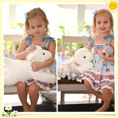 BENINY baby lambs nestled in mommy lamb's zippered tummy for cozy companionship