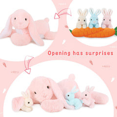 BENINY Big Pink Bunny 24in face detail highlights a friendly expression for kids.