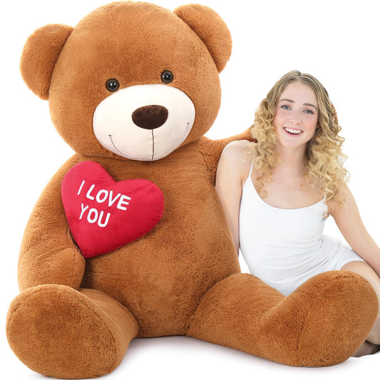 BENINY 52-inch giant teddy with heart embroidery, ideal for heartfelt gifts.