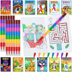 BenLouis 24 Christian mini coloring books with Bible verses for kids' quiet creativity