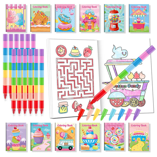 BenLouis 24 Sweet Mini Coloring Books set for kids party activities.