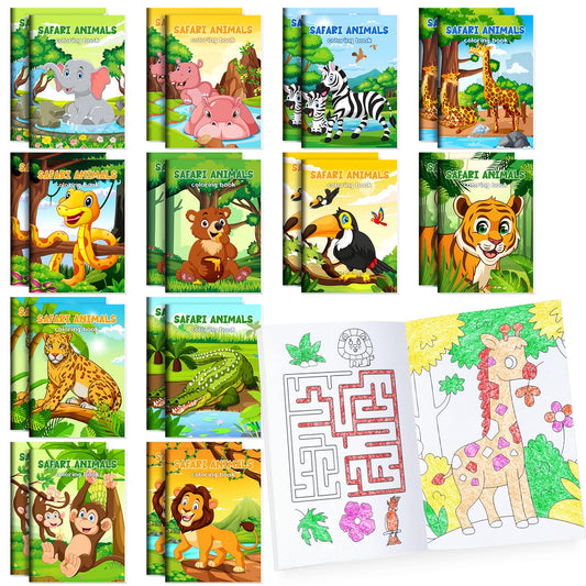 BenLouis 24pc jungle safari coloring book front cover with vibrant animal illustrations for kids' creativity.