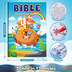 BenLouis sixty-pack mini coloring books opened to bright Bible pages
