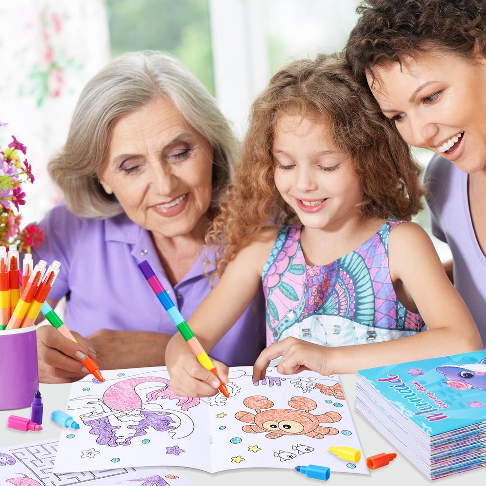 BenLouis color book collection spread features 12 mermaid styles for variety.