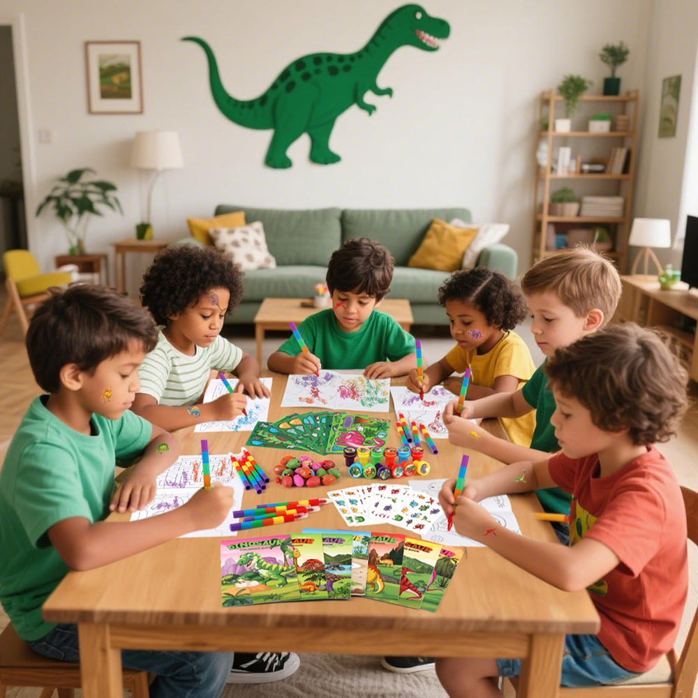 BenLouis make-a-face stickers invite kids to customize dinosaur smiles.