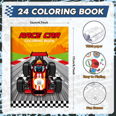 Kid holding BenLouis race car coloring book, portable play on the go