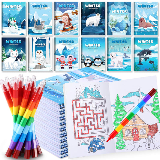 BenLouis winter coloring book penguin with crayons, engaging kids in creative activity