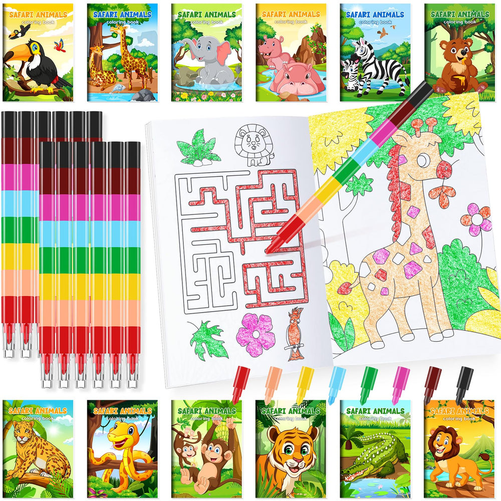 BenLouis jungle safari mini coloring books featuring animal scenes for imaginative play and fine motor practice.