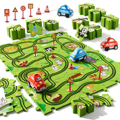 Bennol toddler puzzle race track car set offers colorful, engaging play for curious kids.