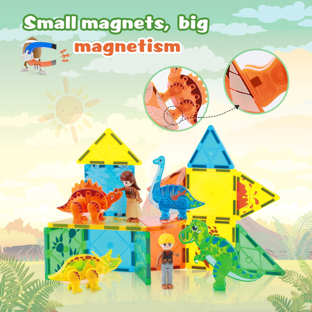 BENOKER magnetic tiles close-up showing sturdy magnets and stable construction