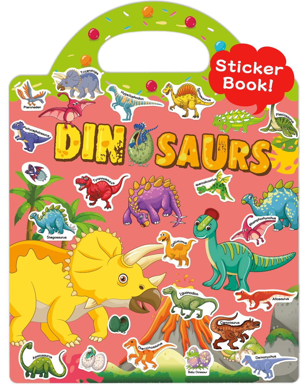 Benresive dinosaurs reusable sticker book cover for travel and playtime benefits