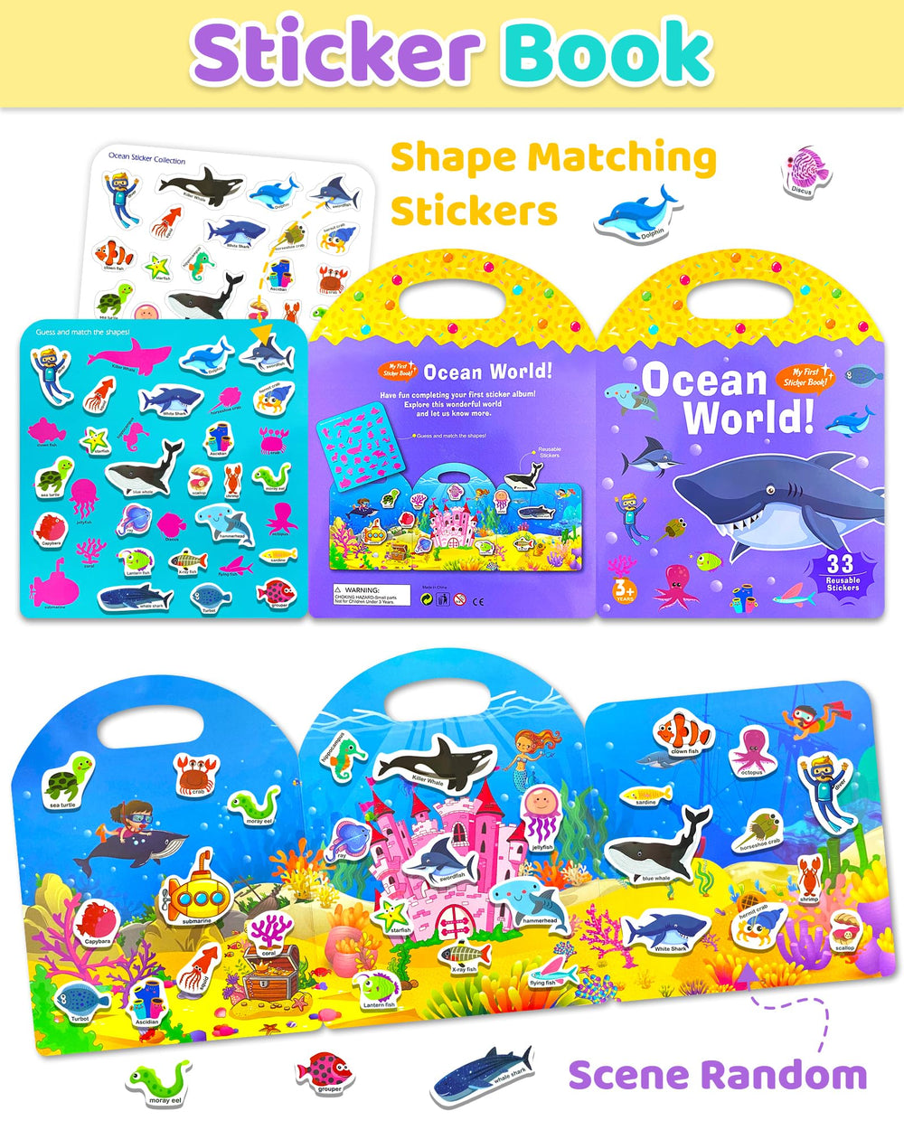 Benresive ocean animals stickers for imaginative play and early vocabulary.