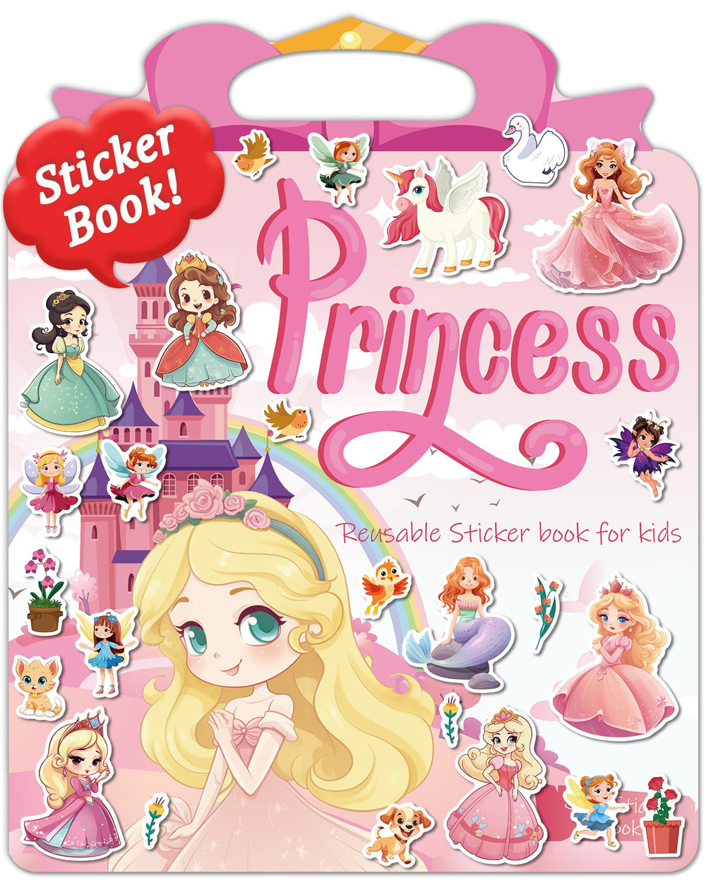 Benresive Princess Sticker Book cover, portable for travel and play.