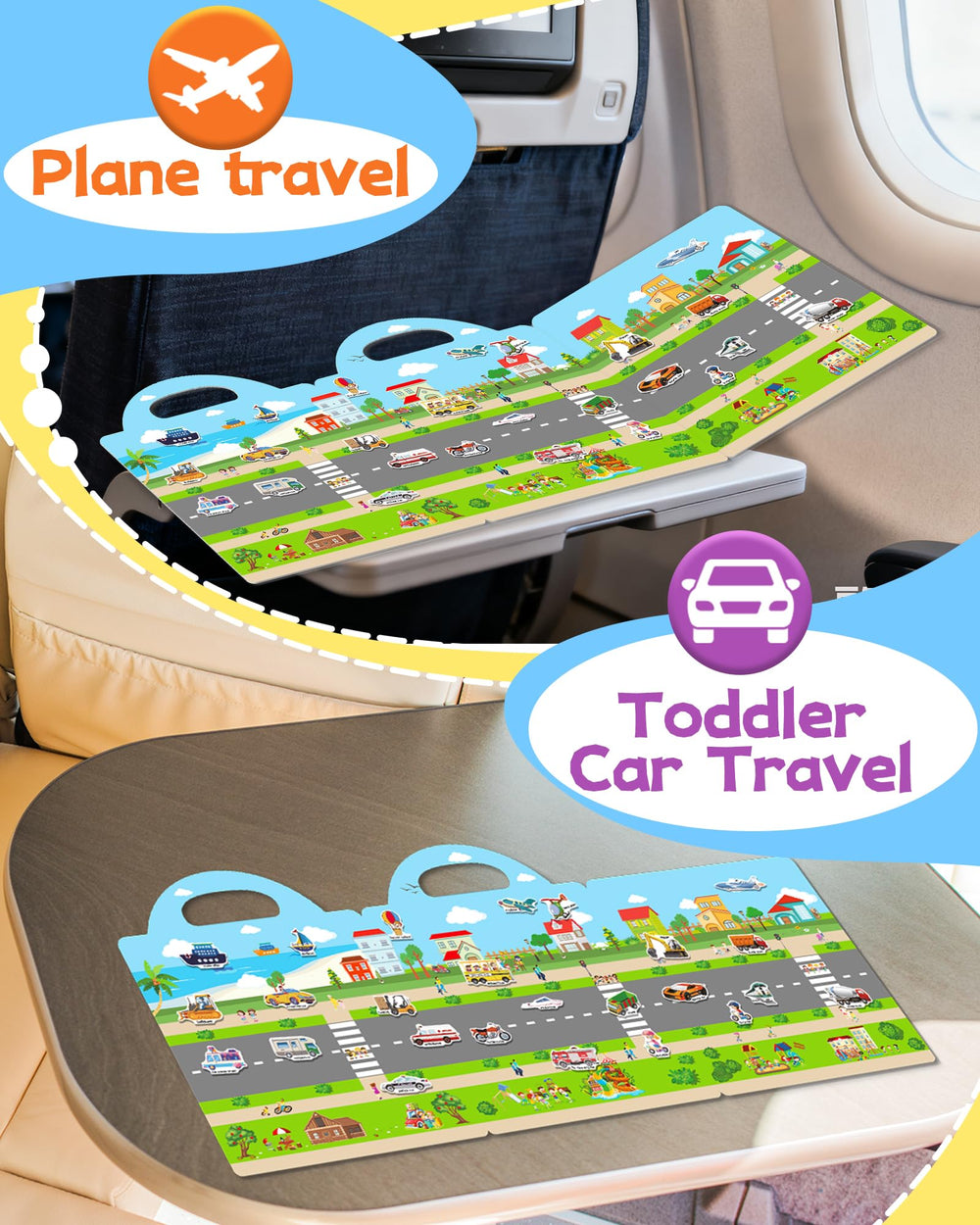 Benresive vehicle stickers inside the book for travel activities.