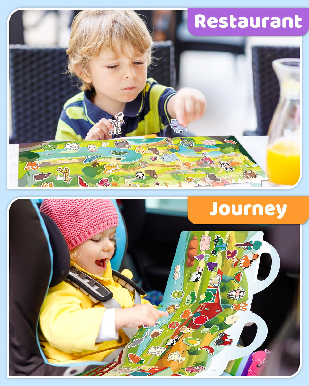 Benresive season sticker book aids recognition of weather and seasonal items.