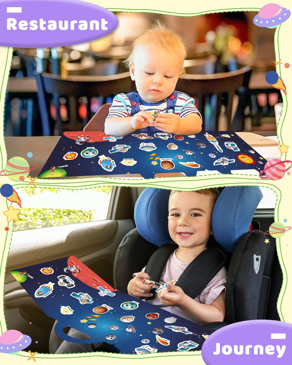 Benresive Space Sticker Book with storage pocket keeps stickers organized