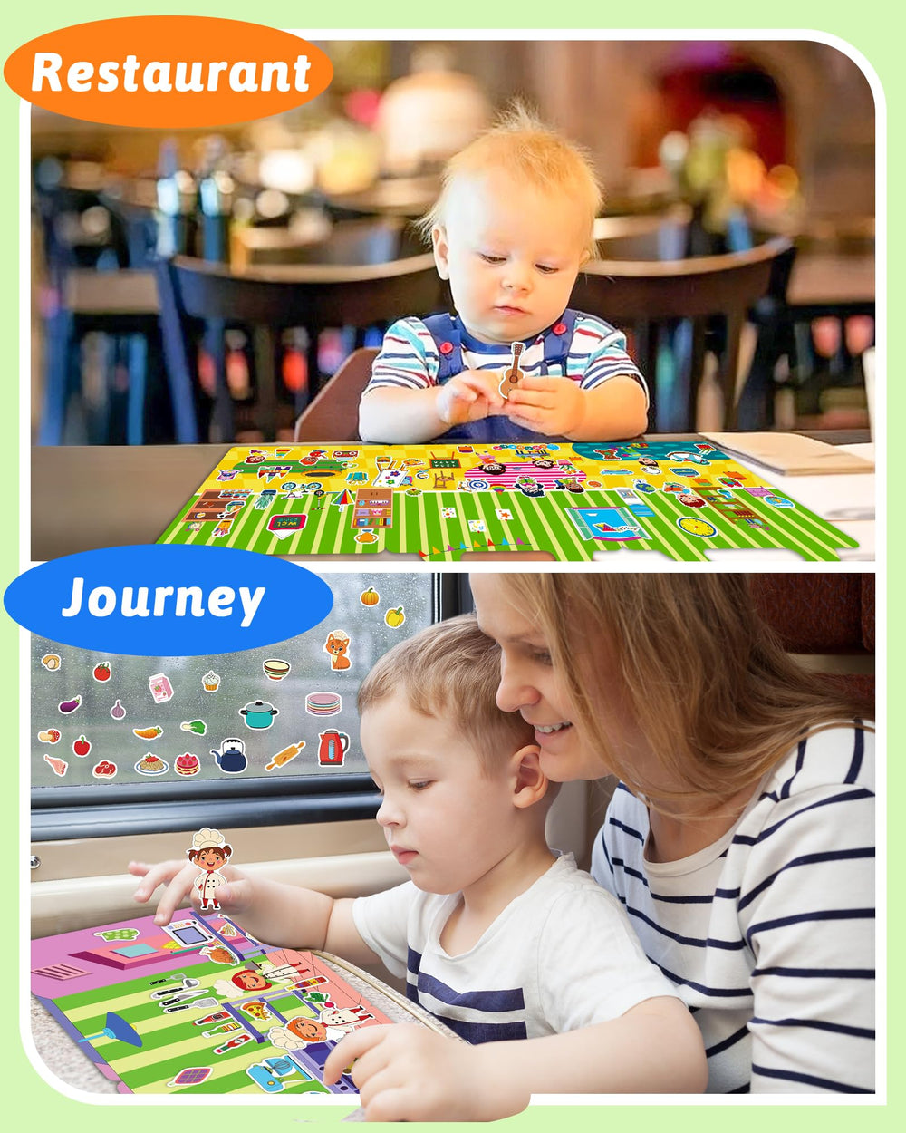 Benresive sticker book campus theme encourages imaginative play while traveling