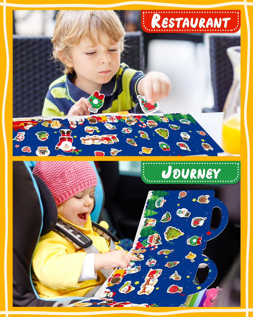 Benresive sticker book portable with a handle for easy travel play.