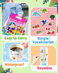 Benresive sticker book includes storage for extra reusable stickers.