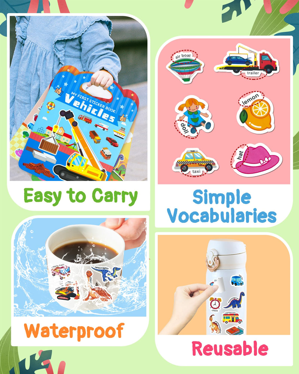 Benresive sticker book waterproof PVC resists spills during play