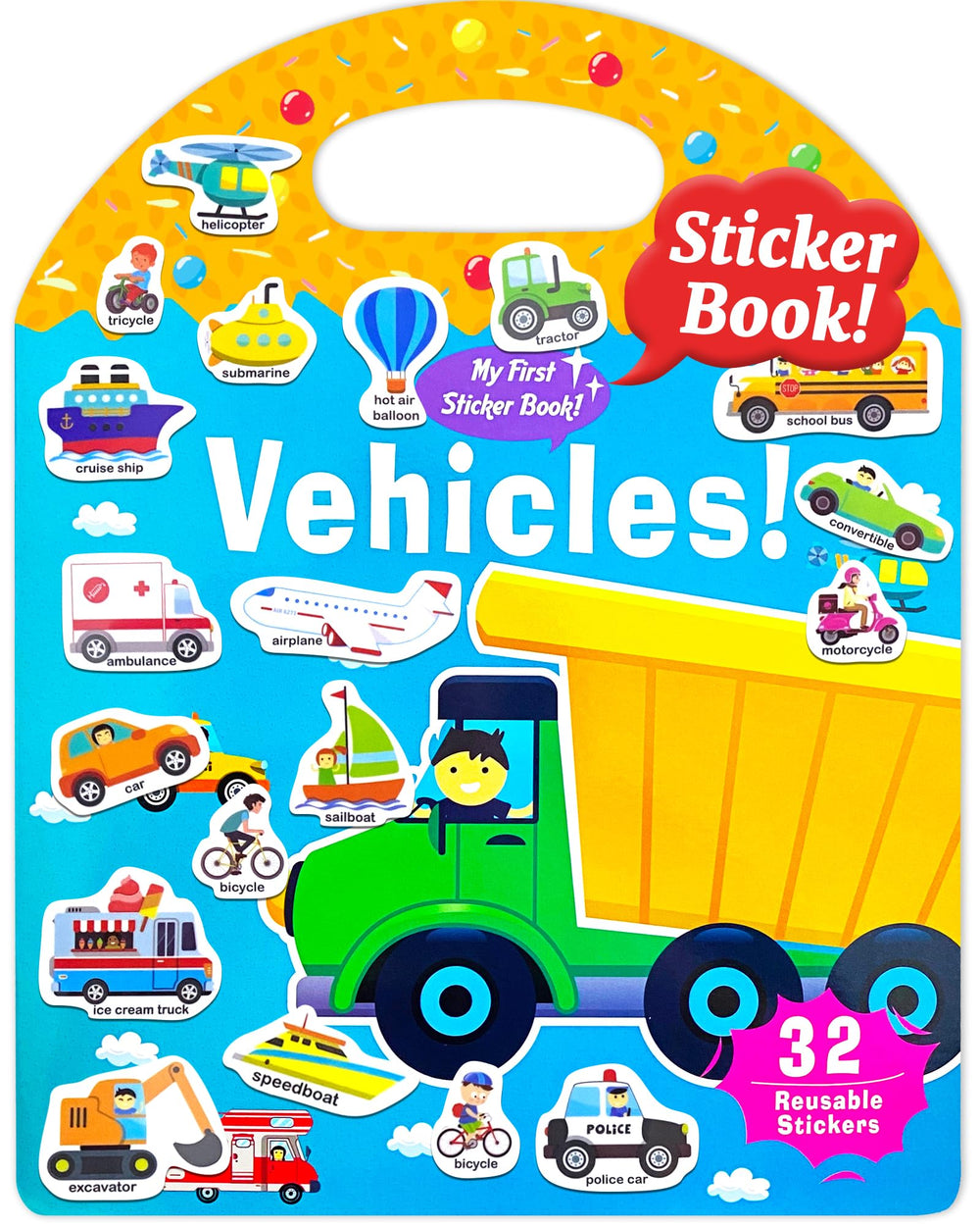 Benresive vehicle sticker book cover with reusable stickers promotes creative, safe play for toddlers.
