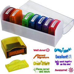 Bertiveny rainbow-patterns stamps create colorful feedback for students