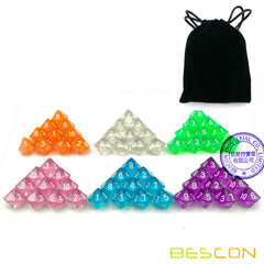 Bescon DICE 60pcs translucent D10 clear set for versatile play