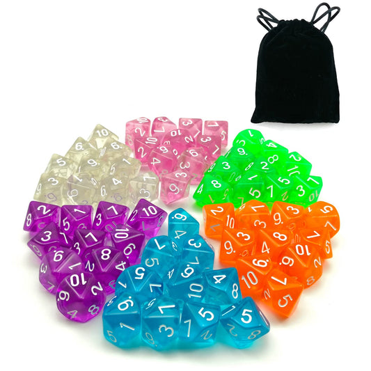 Bescon DICE 60pcs translucent D10 purple set for RPG sessions