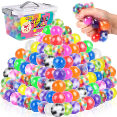 Besnel 160-pack stress balls in vibrant colors for relaxing squeeze sessions.