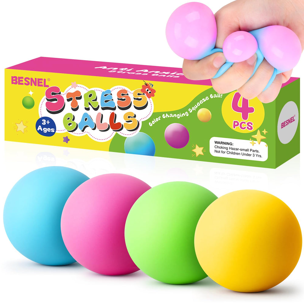 BESNEL Stress Balls 4 Pack color-changing balls for classroom focus.