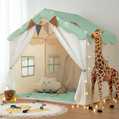 Besrey Kids Tent with padded mat and lights for cozy play.