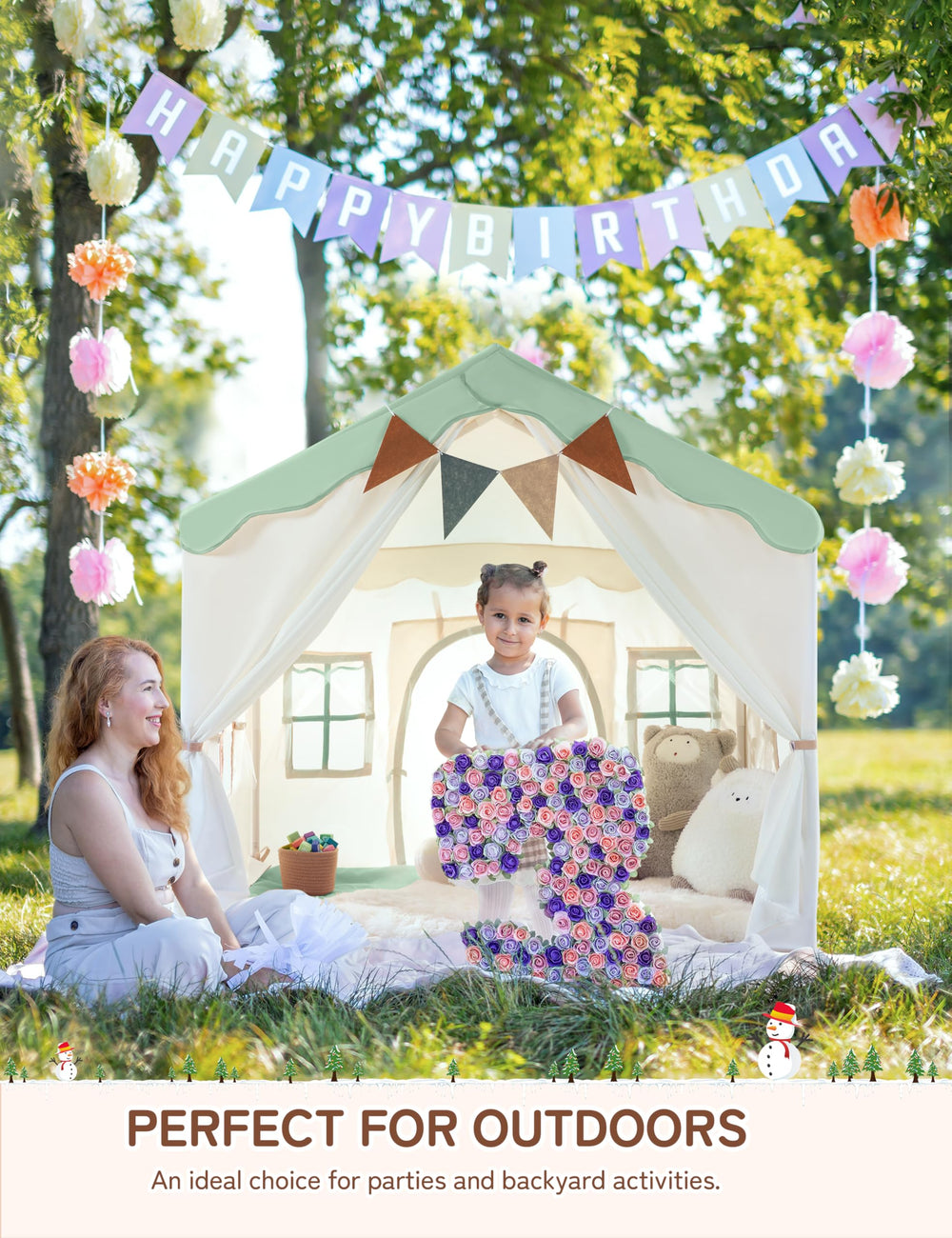 Besrey Spacious 51x35x51 inches playhouse for multiple kids.