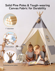 Besrey teepee with pine wood poles ensures sturdy, safe setup.