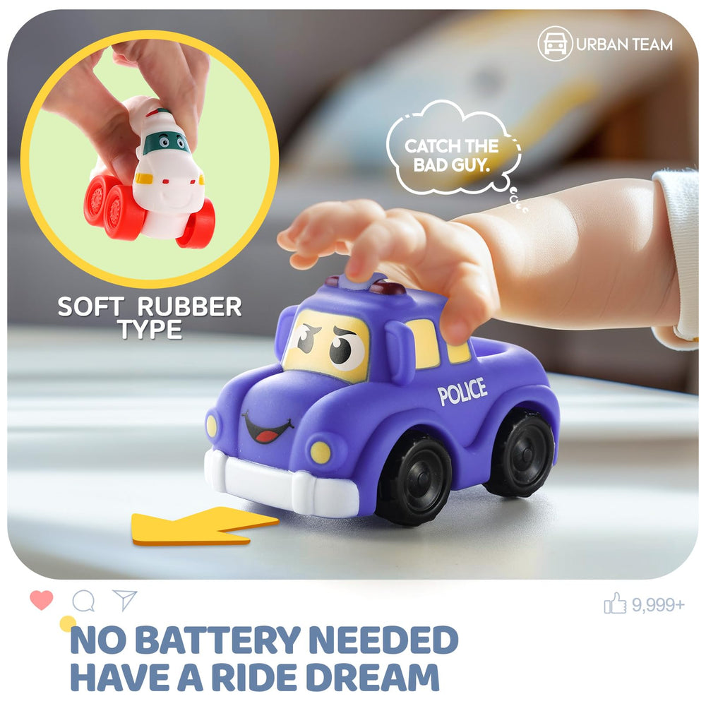 bessome fire truck soft rubber car for tactile play on the mat