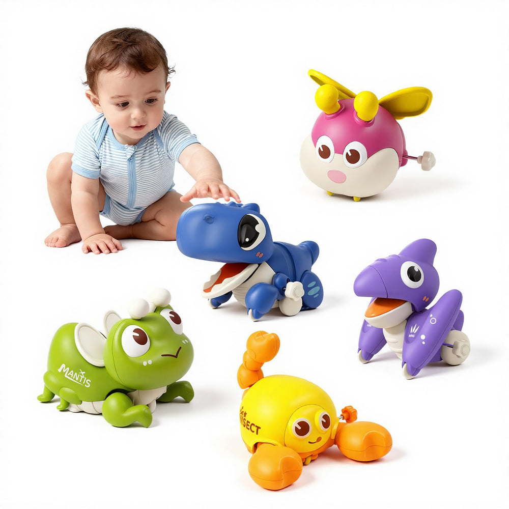 Bessome wind-up crawling animals set invites baby to chase and crawl.