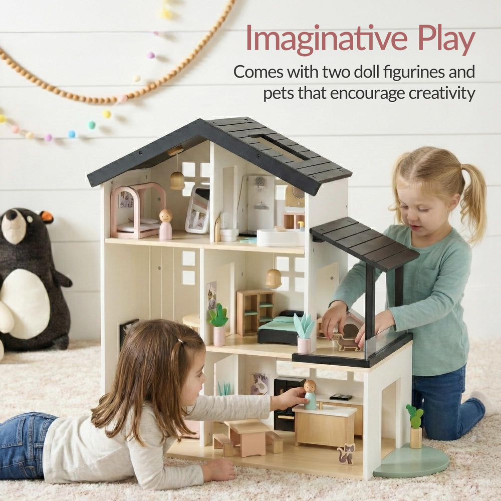 Best Choice Products doll house sturdy wooden construction for durable play.