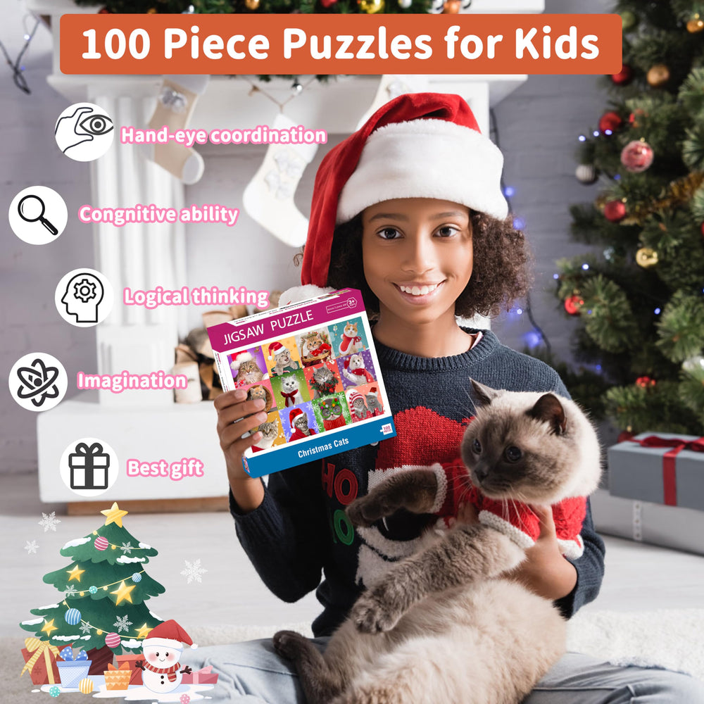 Assembly scene of Bestbase Christmas Cat Puzzle illustrating patient problem solving