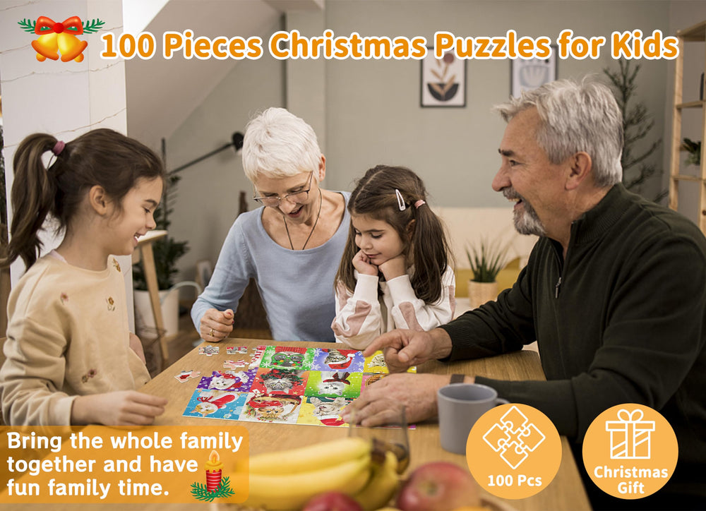 Box and pieces display of Bestbase Christmas Cat Puzzle ready for gifting
