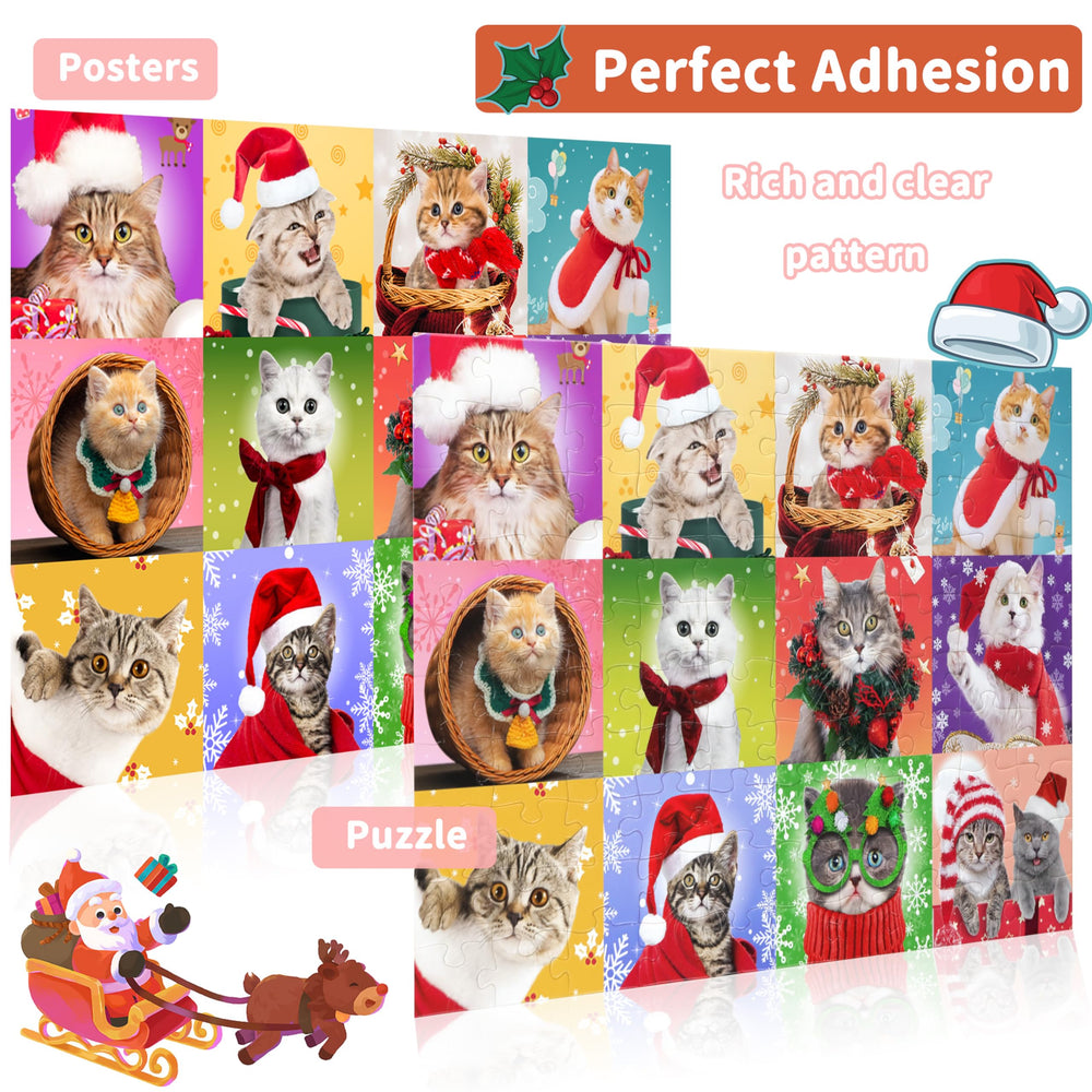 Detail of Bestbase Christmas Cat Puzzle holiday hat to evoke festive mood