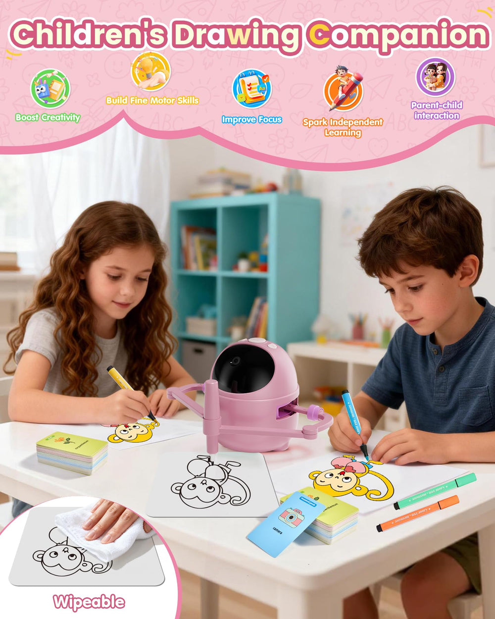 BESTECCT drawing robot color markers for vibrant, screen-free art.