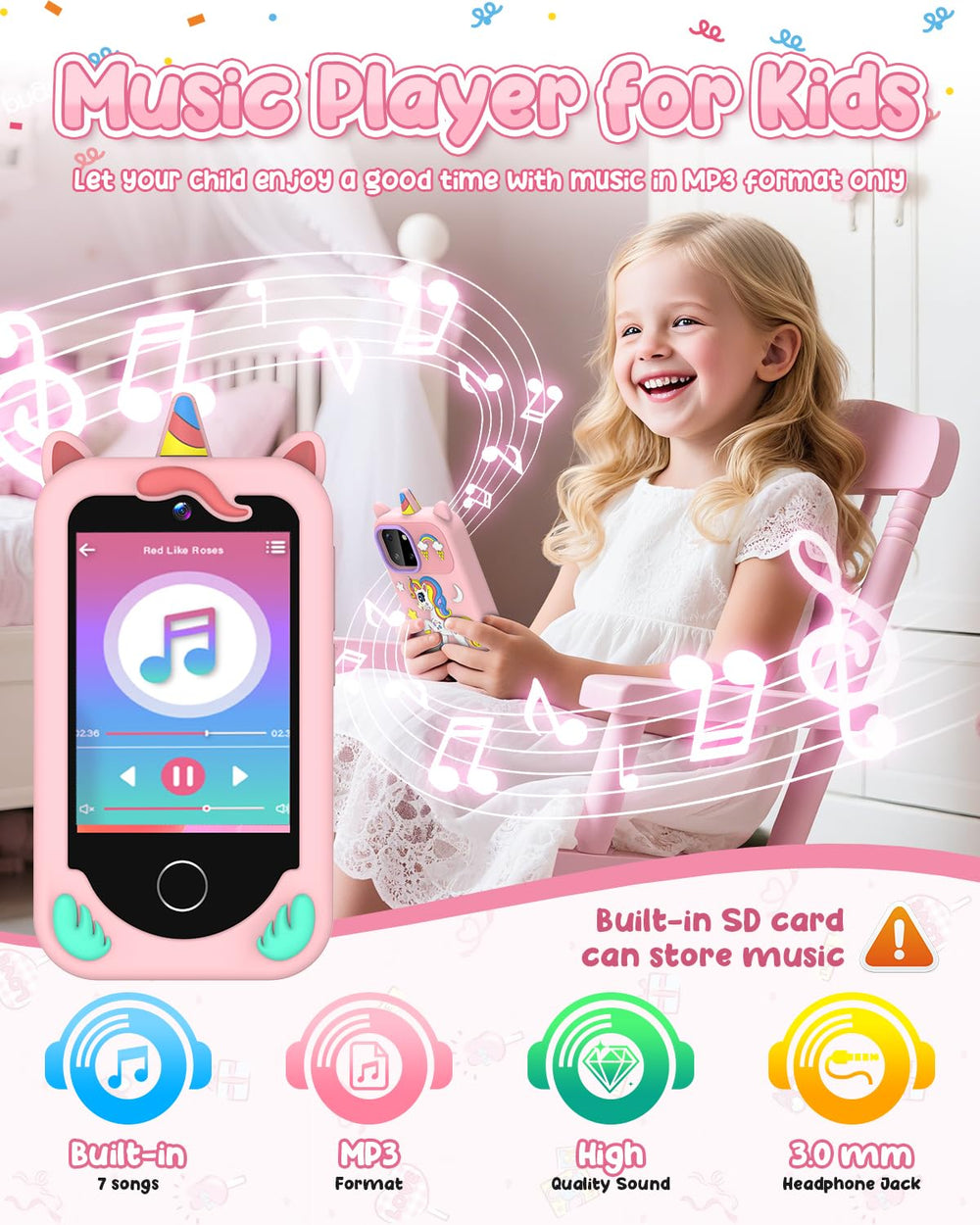 BESTOONE kids phone toy durable case, shock protection for everyday play.