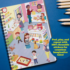 Bestus sticker book supports independent, screen-free fun on plane journeys.